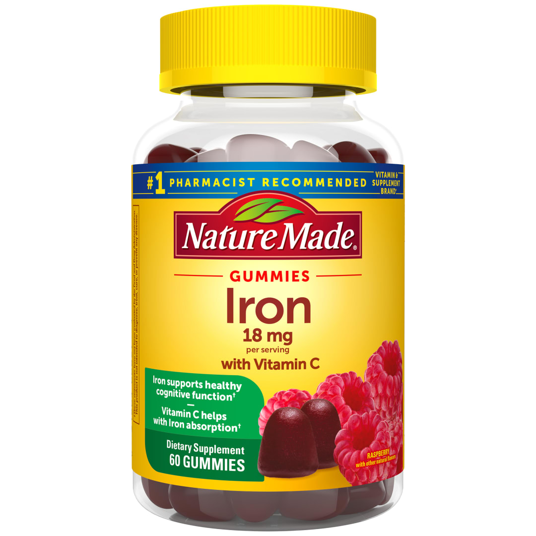 Nature Made Iron Gummies with Vitamin C - Raspberry Flavor - 60ct