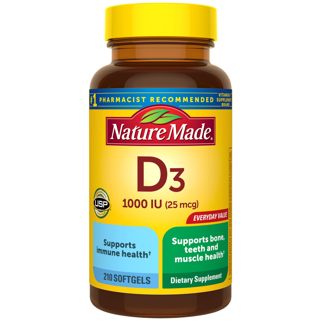 Nature Made Vitamin D3 1000 IU (25 mcg) Softgels, 210 Count