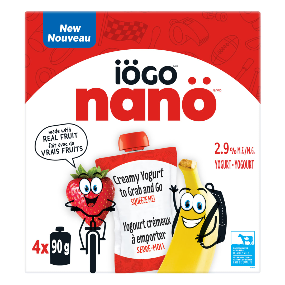 iÖGO nanö Strawberry-Banana Yogurt Pouch 2.9%, 4x90g
