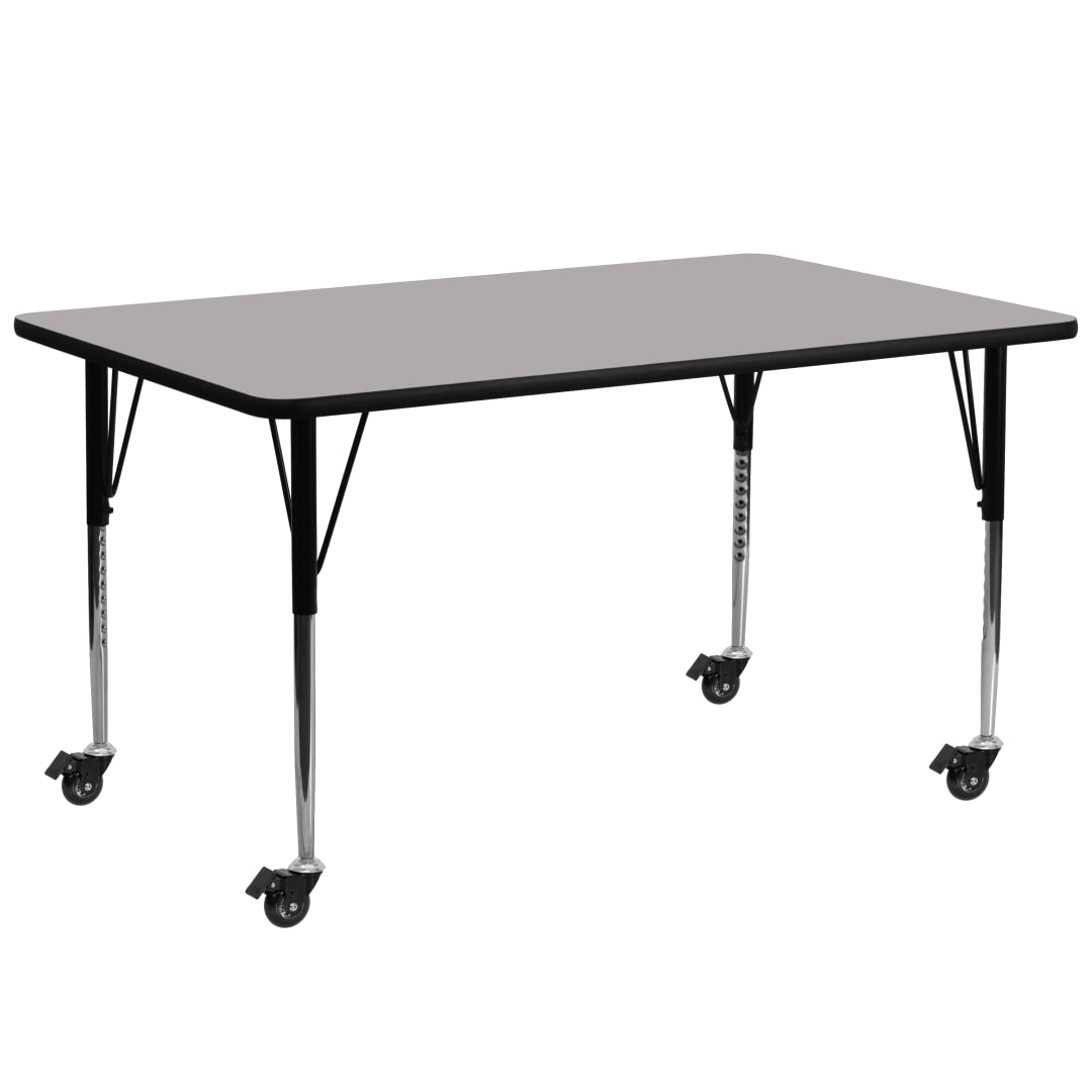 Wren Mobile 30''W x 72''L Rectangular Grey HP Laminate Activity Table - Standard Height Adjustable Legs