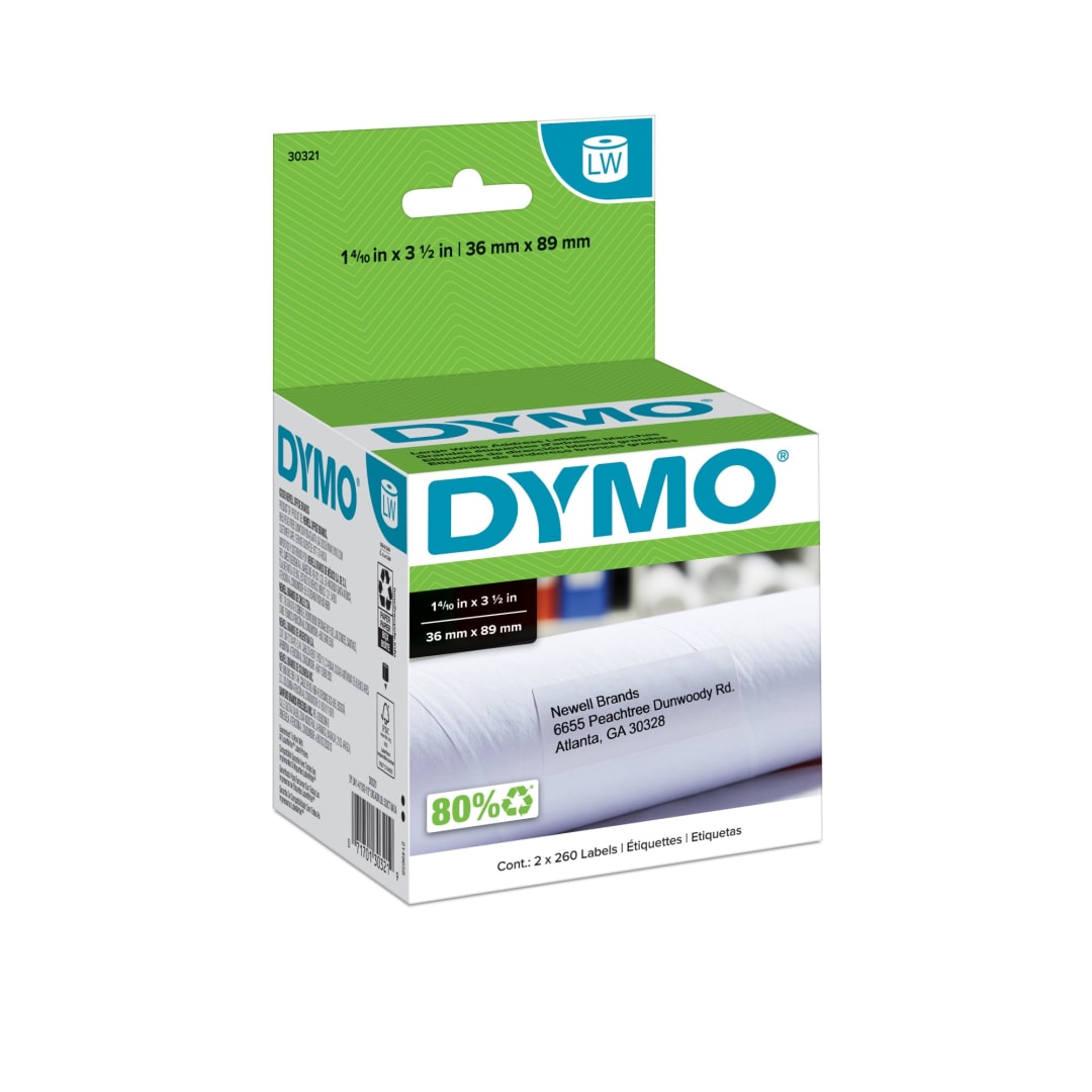 DYMO® Authentic LW Large Mailing Address Labels, DYMO® Labels for LabelWriter™ Label Printers, 1-4/10" x 3-1/2", 2 Rolls of 260 (520 Total)
