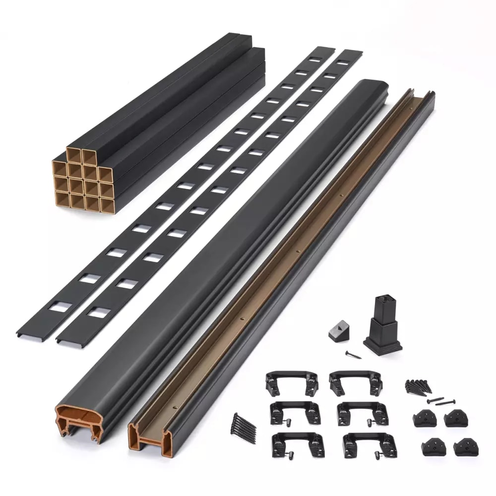 6-ft x 42-in Transcend Horizontal Rail Kit with Composite Balusters - Charcoal Black Full Span