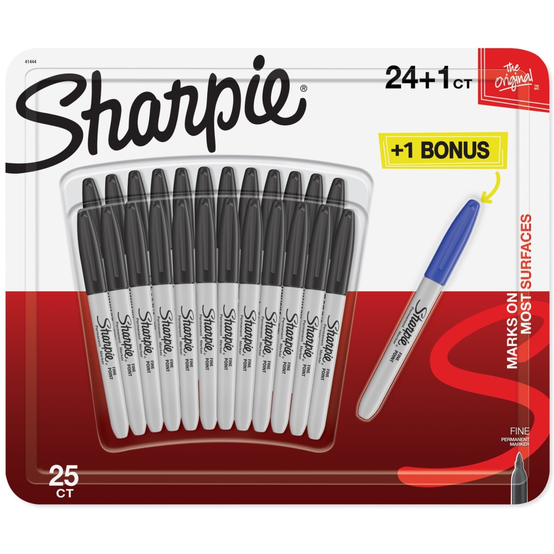 Sharpie® Permanent Markers, Fine Point, Black, 24 Count