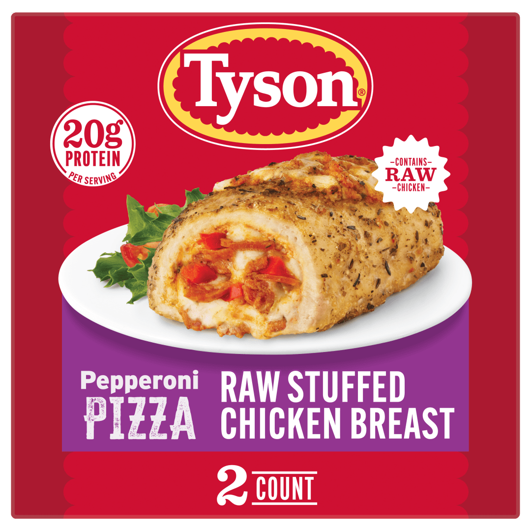 Tyson Pepperoni Pizza Seasoned Stuffed Raw Chicken Breast Frozen Entree, 10 oz