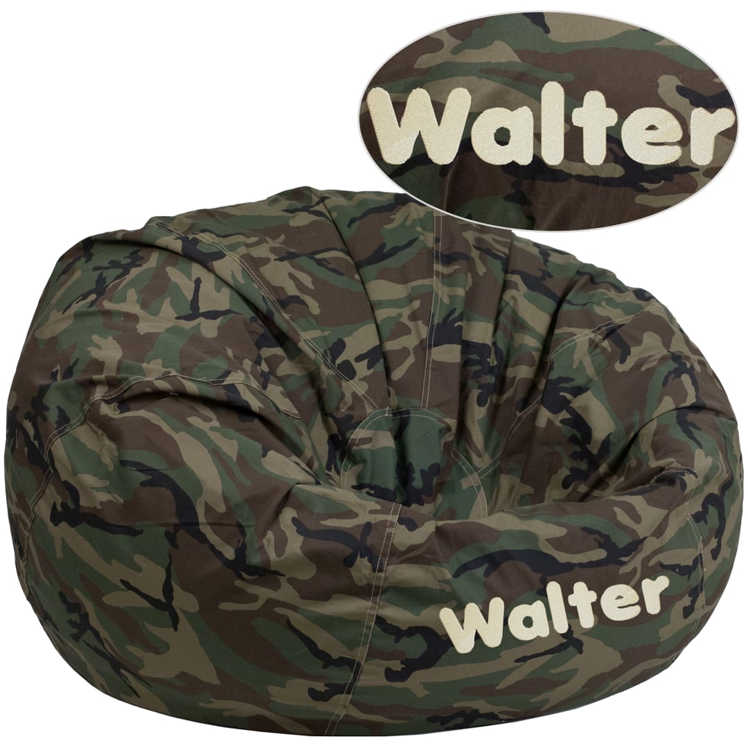 Duncan Personalized Oversized Camouflage Bean Bag Chair for Kids and Adults