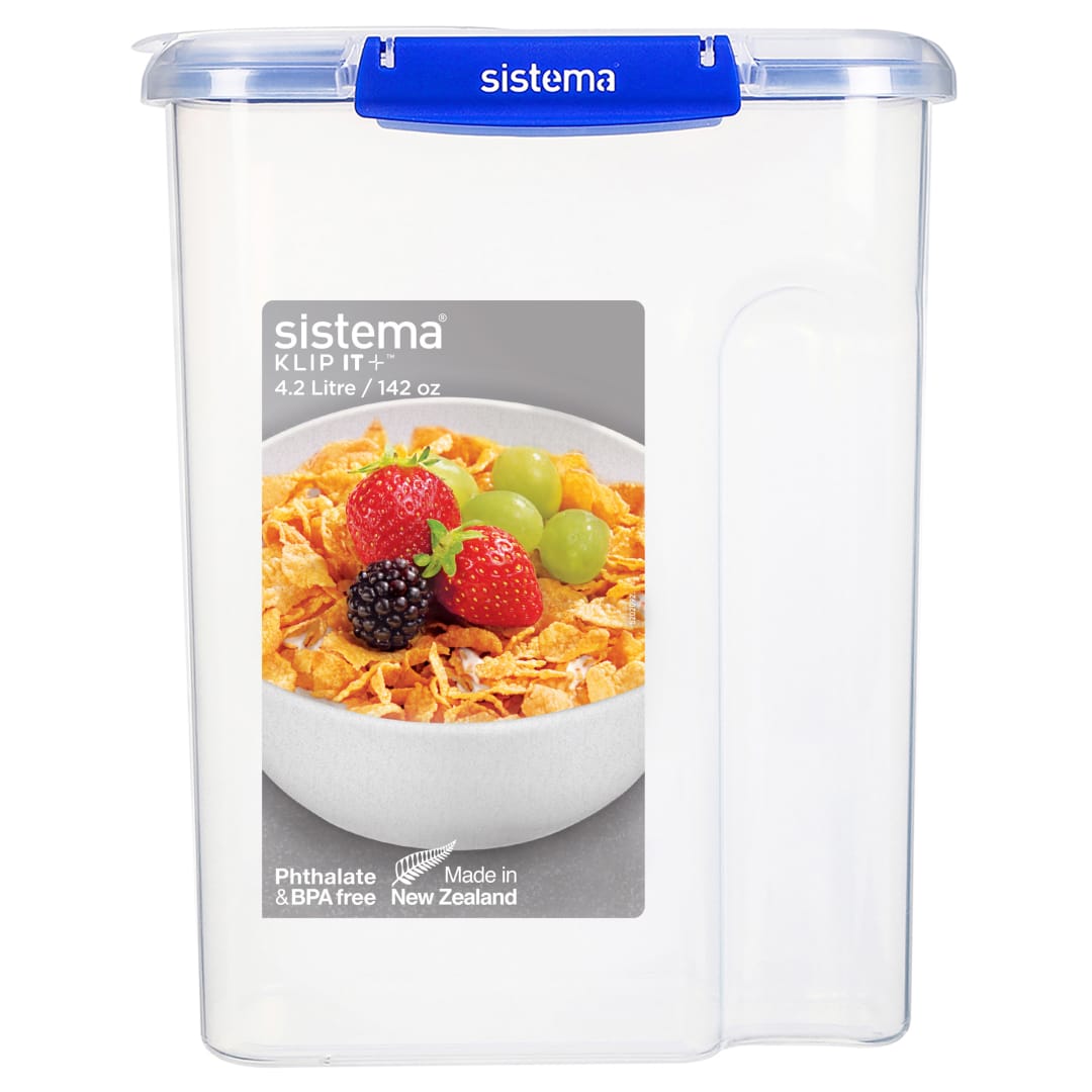Sistema KLIP IT PLUS recipiente para guardar cereales | Recipiente hermético de 4,2 litros para almacenar alimentos en la despensa | Sin BPA