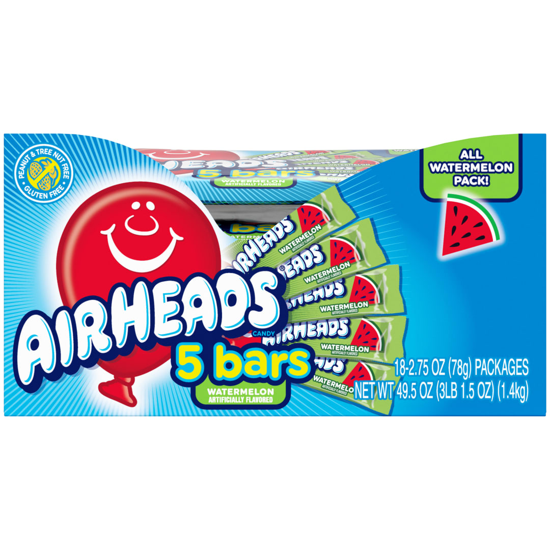 Airheads Bars Watermelon 5 pc Check Stand Bags - 18 Pack