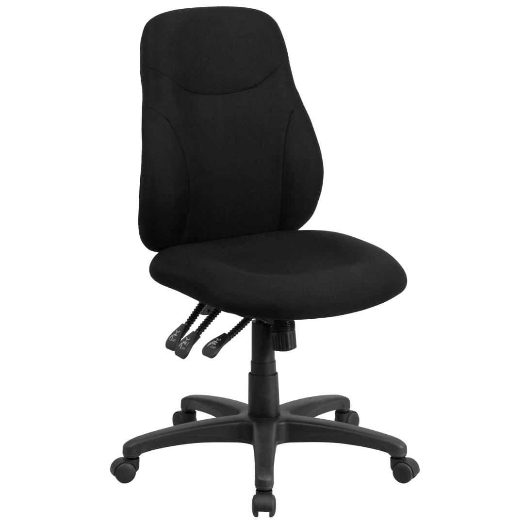 Brandy Mid-Back Black Fabric Multifunction Swivel Ergonomic Task Office Chair