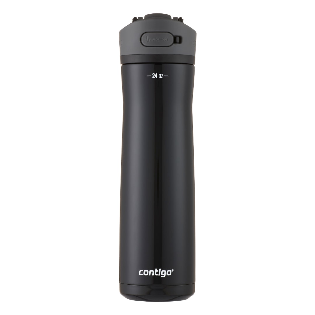 Contigo® Botella de Agua Ashland Chill 2.0, con Tapa AUTOSPOUT®, a Prueba de Derrames, Plástico Libre de BPA, 710 ml, Negro Intenso
