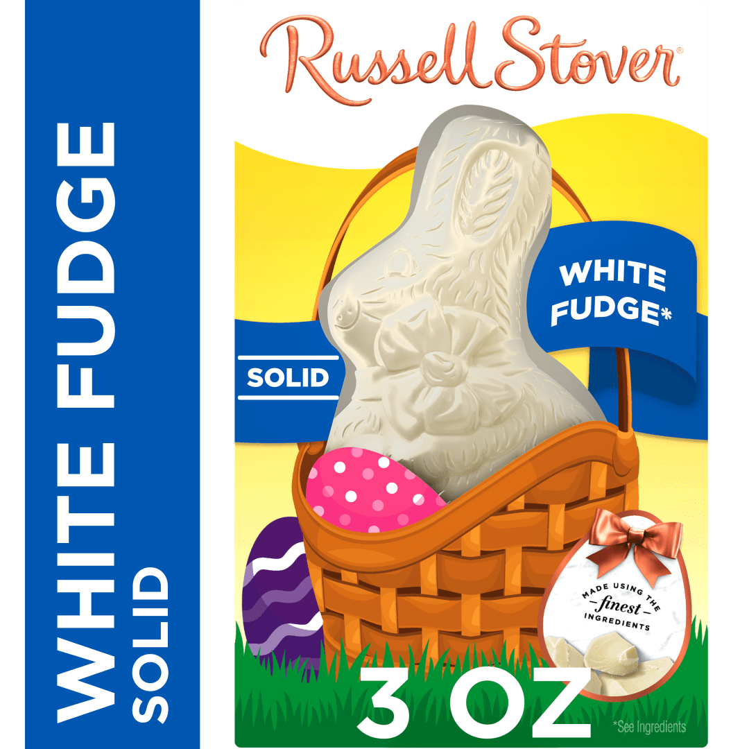 RUSSELL STOVER Easter Bunny Solid White Fudge Chocolate Candy Rabbit, 3 oz.