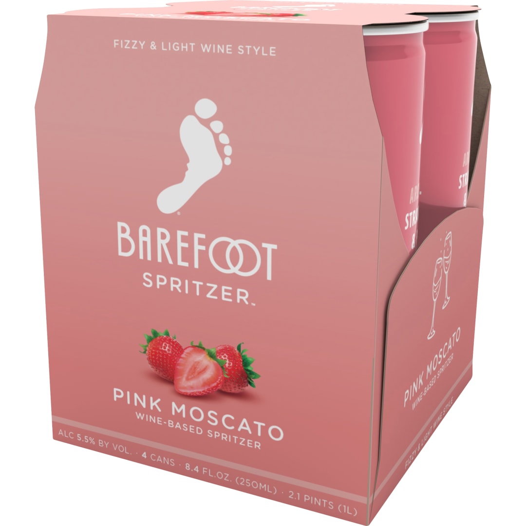 Barefoot Spritzer Pink Moscato Wine 4 Single Serve 250ml Cans