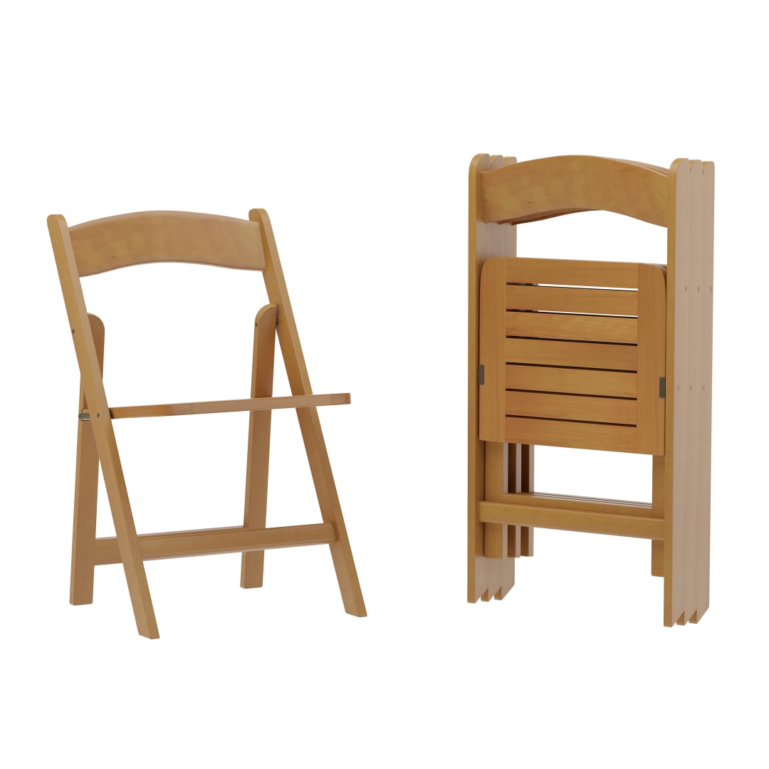 Holden Commercial Grade Oak Solid Wood Folding Dining Chair - Set of 4
