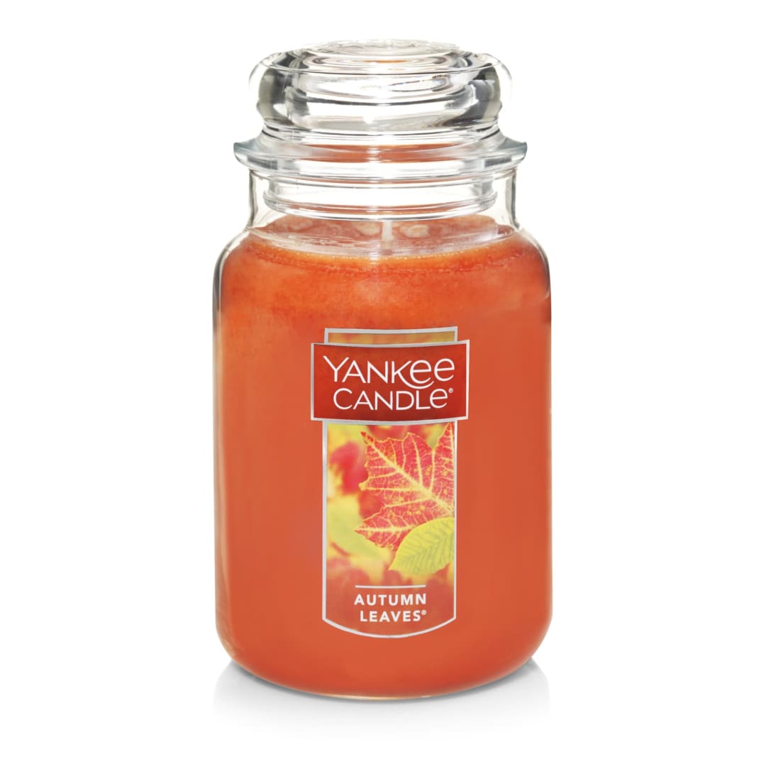 Yankee Candle® Autumn Leaves Scented Classic 22oz Large Jar Single Wick Aromatherapy Candle Over 110 Hours of Burn Time Apothecary Jar Fall Scented for Home