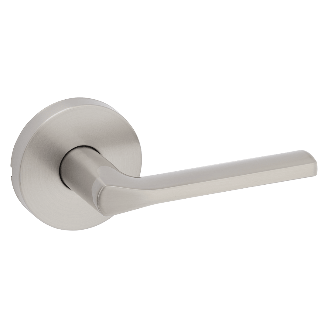 Lisbon Hall/Closet Door Lever with Round Rosette  in Satin Nickel