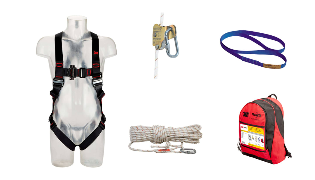 3M™ Protecta® Fall Protection Vertical Lifeline Set, Anchor, Harness, Rope Grab, 15 m Lifeline, Backpack, 1150506