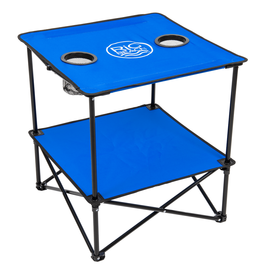 2 x 2 x 2 ft Blue 22 In. Square Compact Folding Beach Table