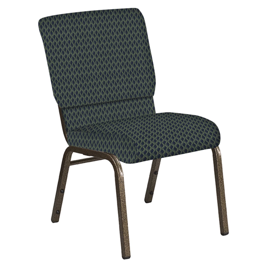 Embroidered 18.5''W Church Chair in Rapture Midnight Fabric - Gold Vein Frame