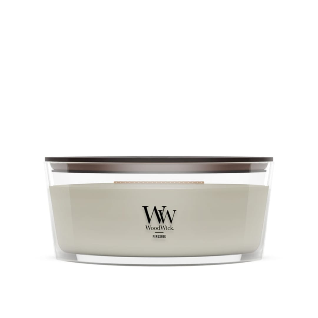 WoodWick® Ellipse Candle Scented Candle, Fireside Scented, Up to 50 Hours Burn Time, Crackles as it Burns, Great for any home decoration or gift, 16oz