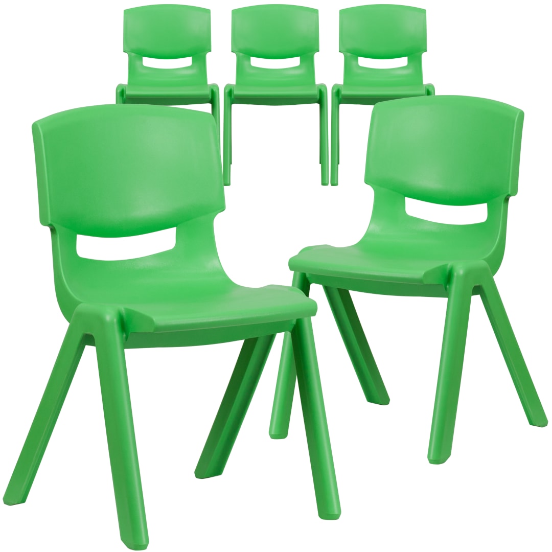 Whitney 5 Pack Green Plastic Stackable School Chair with 15.5'' Seat Height