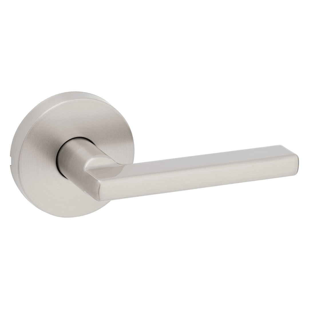 Halifax Hall/Closet UL Door Lever with Round Rose in Satin Nickel