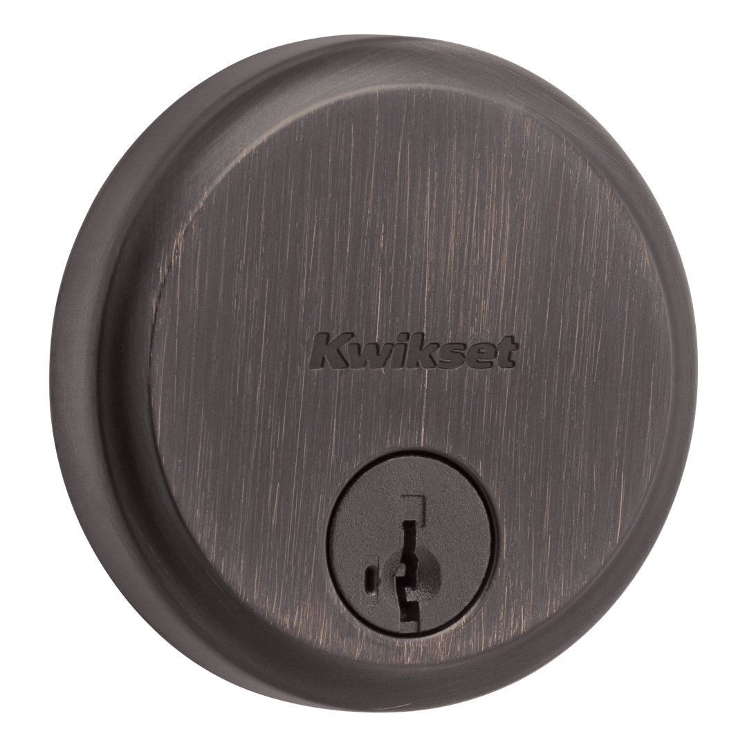 258 Hometown Round Keyed One Side Low Profile Deadbolt featuring SmartKey Security™ in Venetian Bronze