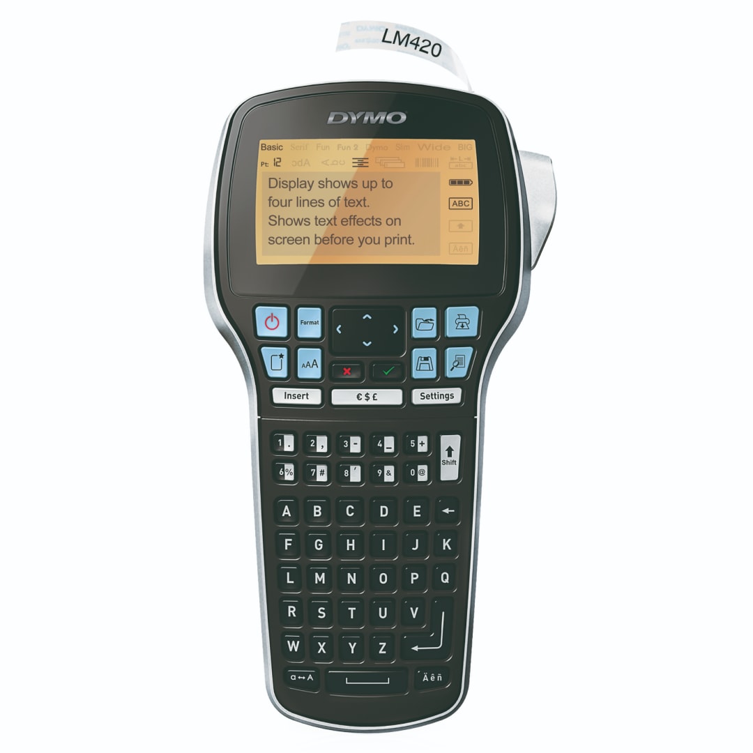 DYMO® Label Maker with Adapter | LabelManager 420P High-Performance Label Maker, Rechargeable, PC and Mac Connectivity, Bright Backlit Display, Easy-to-Use, Portable, For Home & Office Organization