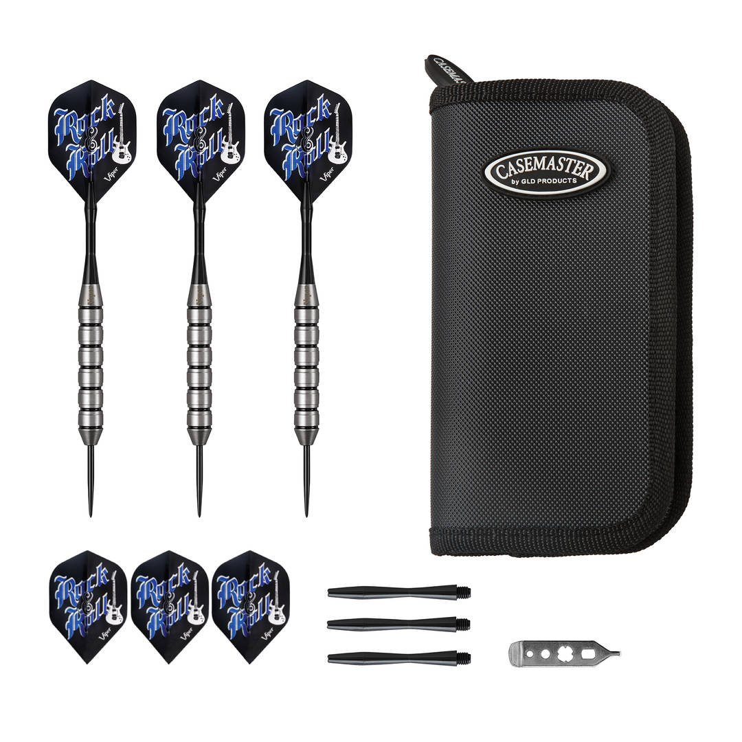 Viper Rock & Roll 23 Gram Steel Tip Darts & Casemaster Deluxe Black Dart Case