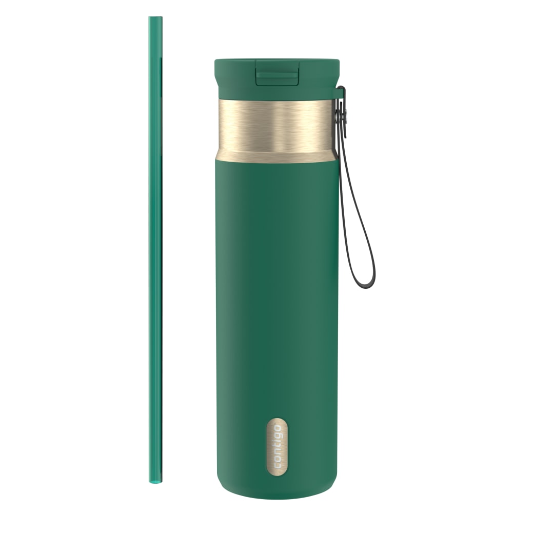Contigo SnapSeal™ 24 oz Leakproof Stainless Steel Water Bottle with Carrying Strap and Reusable Straw