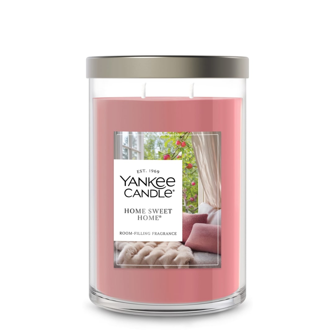 Yankee Candle® Large Tumbler Scented Candle with up to 80 Hour Burn Time, Premium Plant Wax Blend for Consistent Burn, 20 oz Tumbler Candle with Room Filling Fragrance, Home Sweet Home