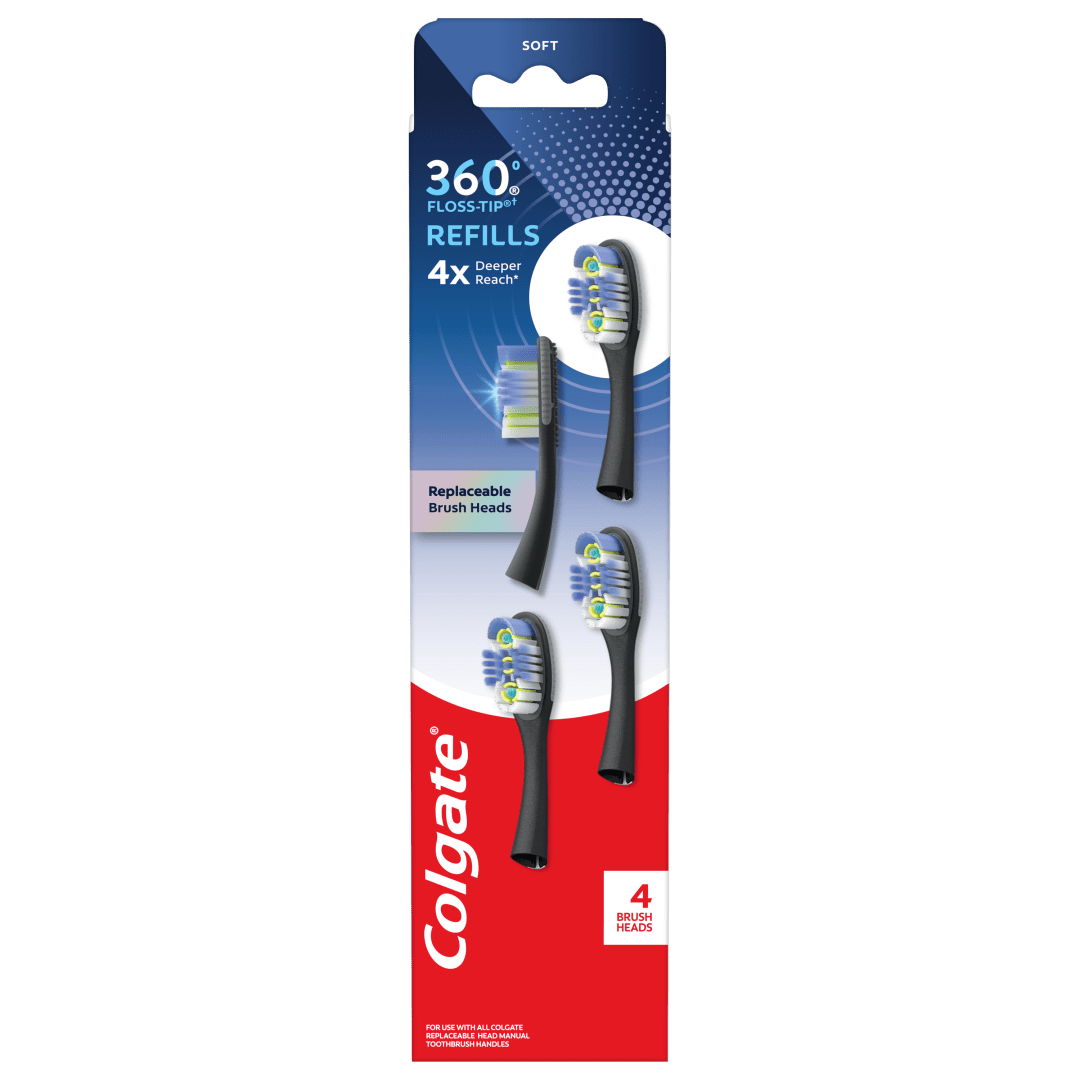 Colgate 360 Floss-Tip Replaceable Toothbrush Head Refills, 4 Pack