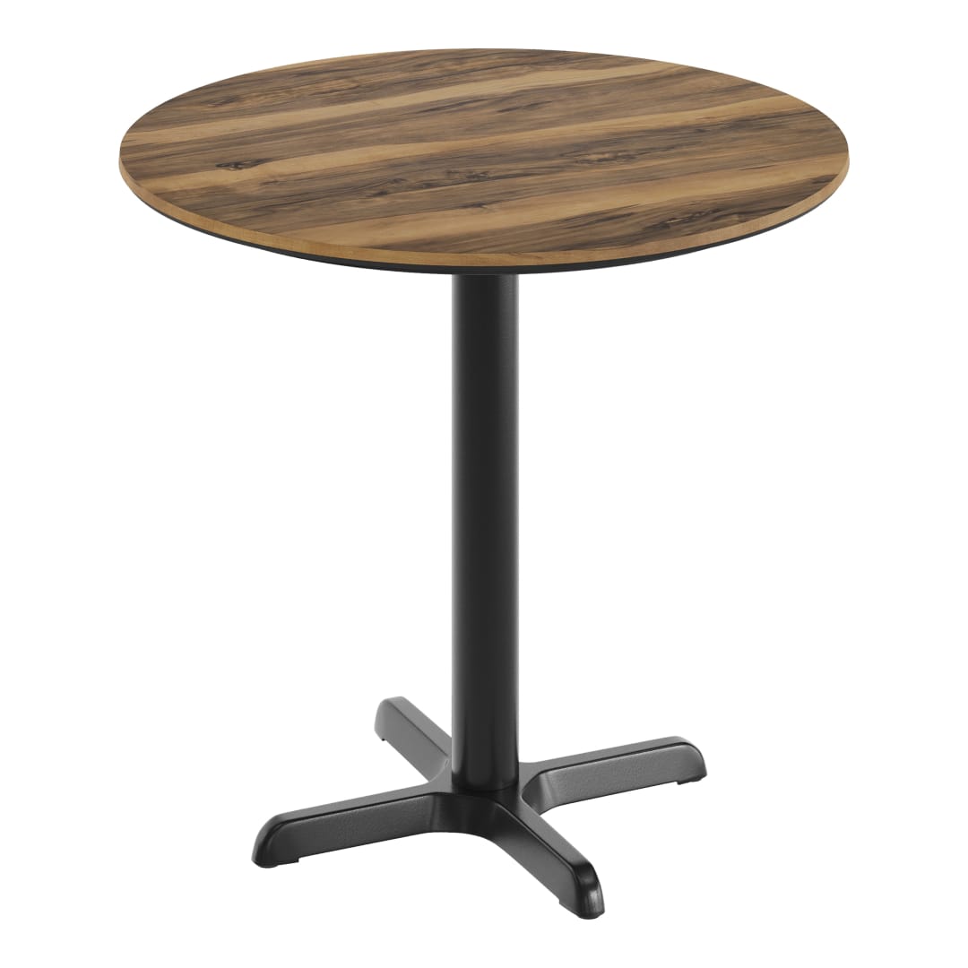 TopGuard 31.25" Round Tabletop with Seamless Surface Technology in Natural with 22" x 22" Black Table Height X-Base