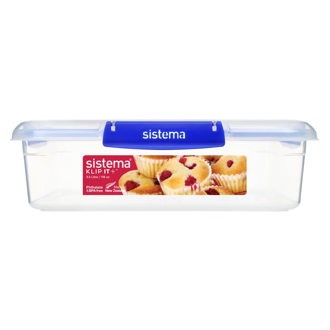 Sistema KLIP IT PLUS Bakery Box Food Storage Container | 3.5 L Airtight Container with Easy Locking Clips | BPA-Free | 1 Count