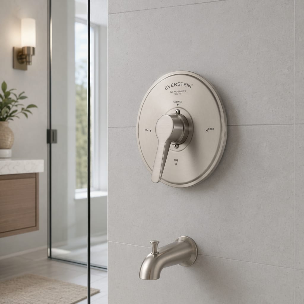 Pressure Balance Tub and Shower Valve with Trim in Brushed Nickel