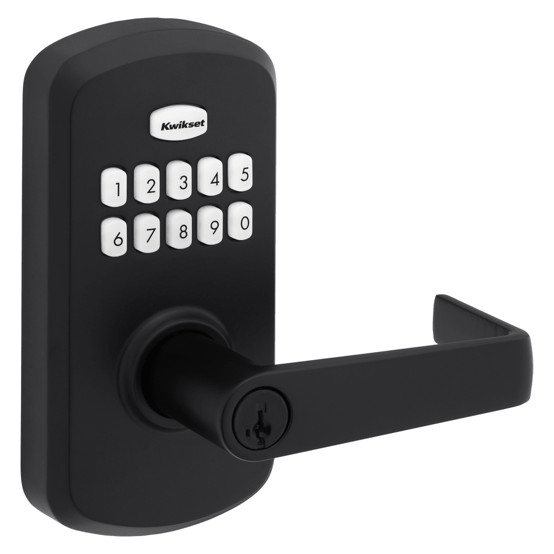 955 SmartCode™ Electronic Kingston Lever featuring SmartKey Security™ in Matte Black