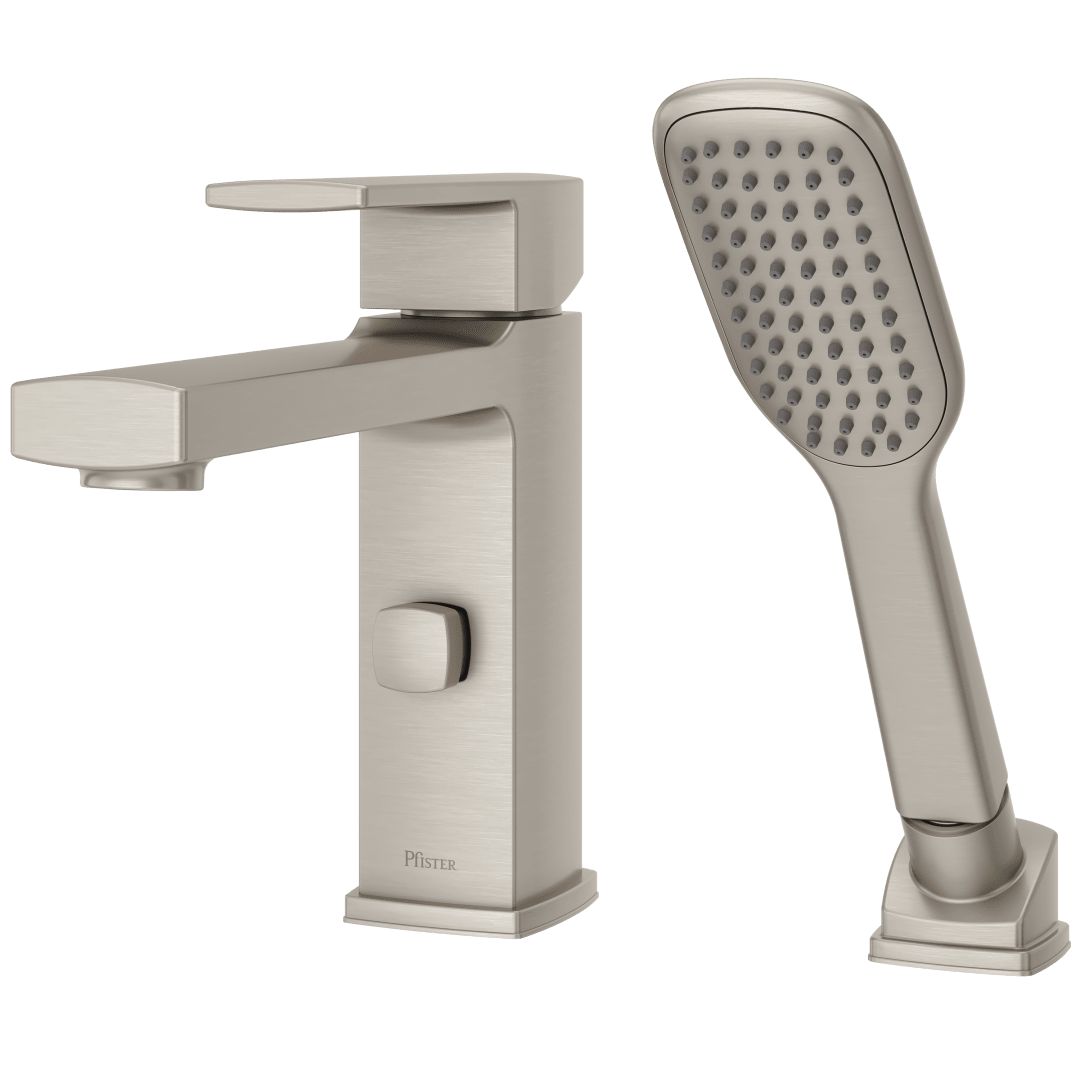 Deckard Single Handle Complete Roman Tub Trim with Handheld Shower in Brushed Nickel