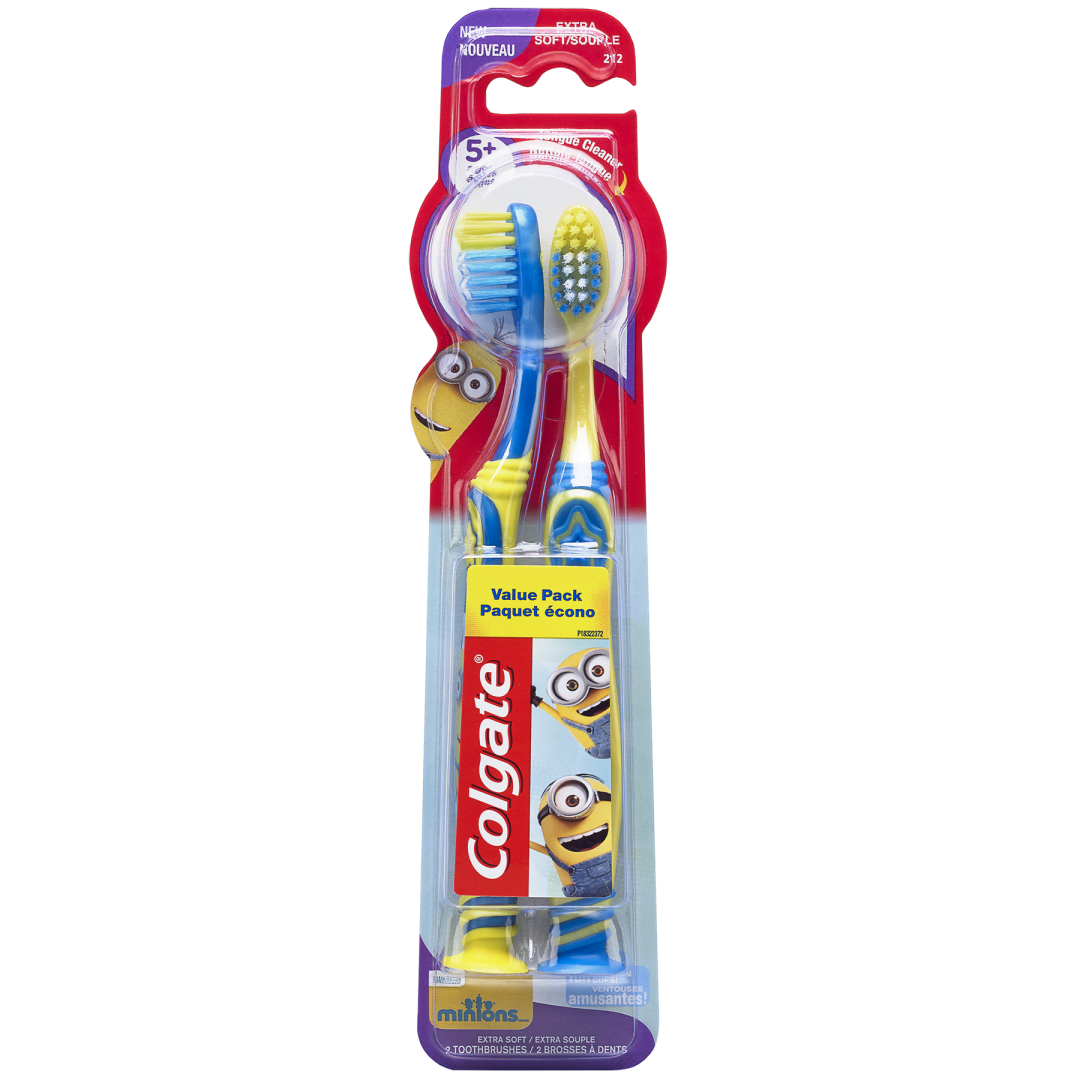 Colgate Kids Extra Soft Toothbrush with Suction Cup - 2 Count (Minions)