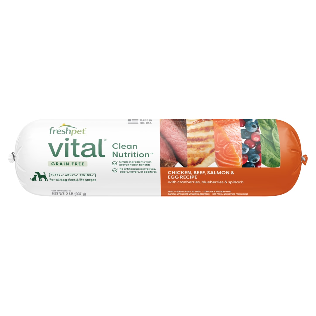 Freshpet Vital, Fresh Dog Food, Grain Free Chicken, Beef, Salmon, & Egg Recipe Roll, 2 lbs.