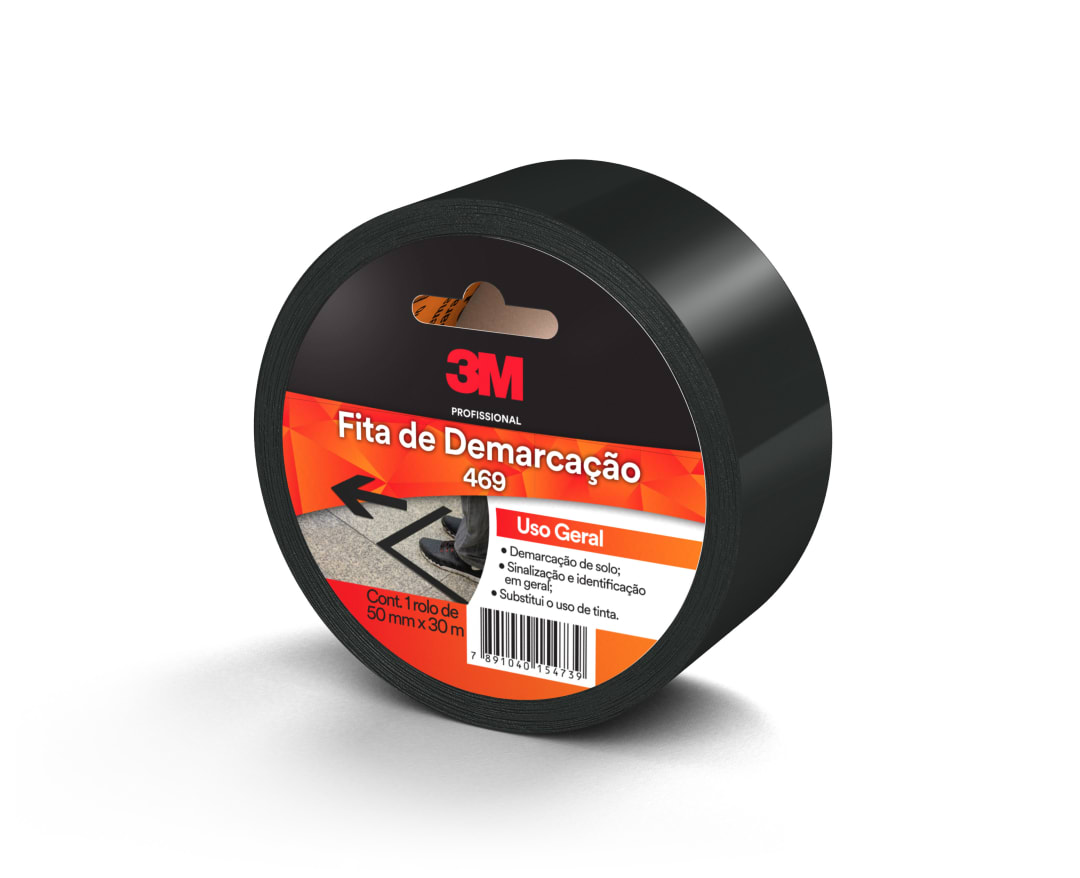 Fita de Demarcação Uso Geral 3M™ 469 – Preta, 50 mm x 30 m