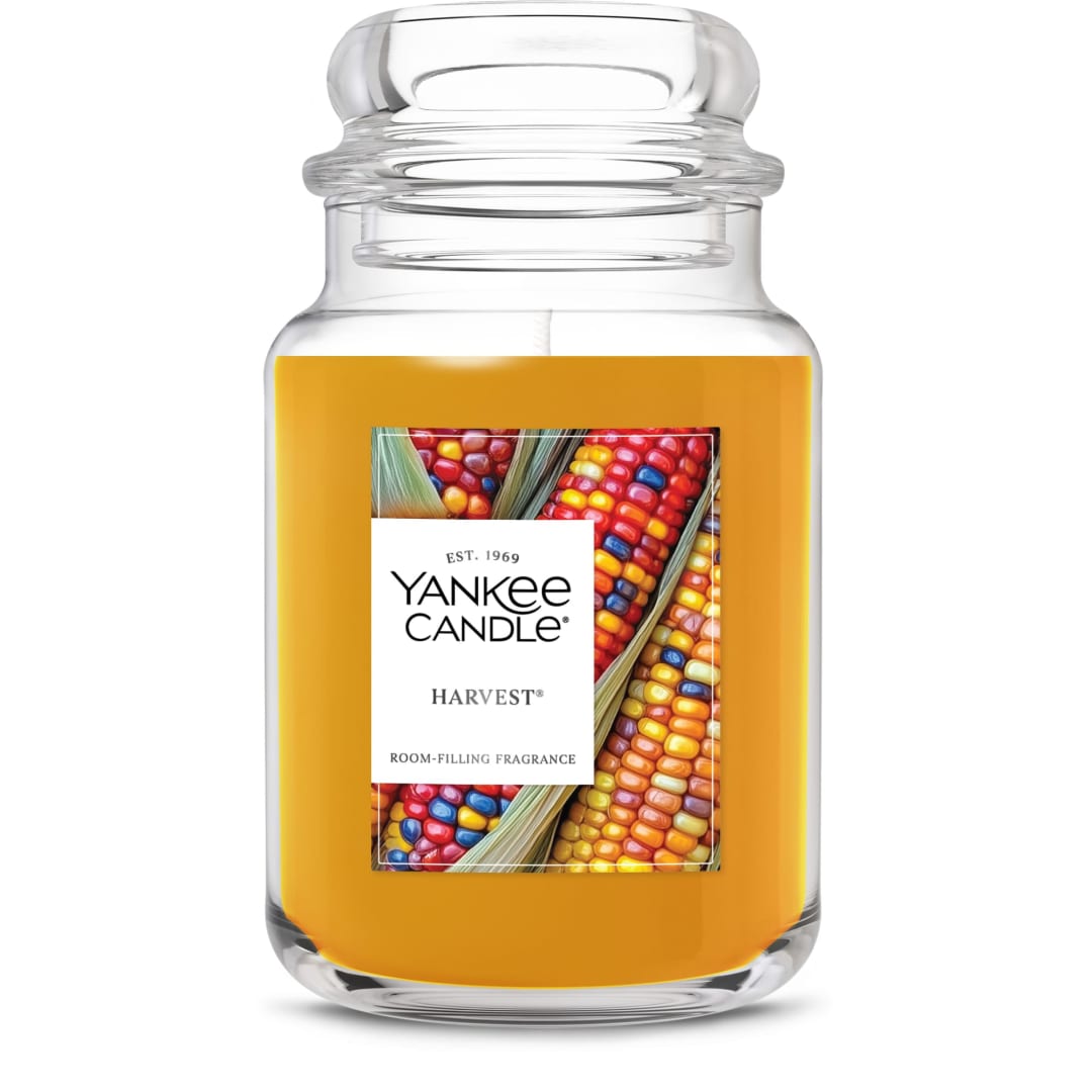 Yankee Candle® Large Jar Scented Candle with up to 150 Hour Burn Time, Premium Plant Wax Blend for Consistent Burn, 22 oz Jar Candle with Room Filling Fragrance, Harvest