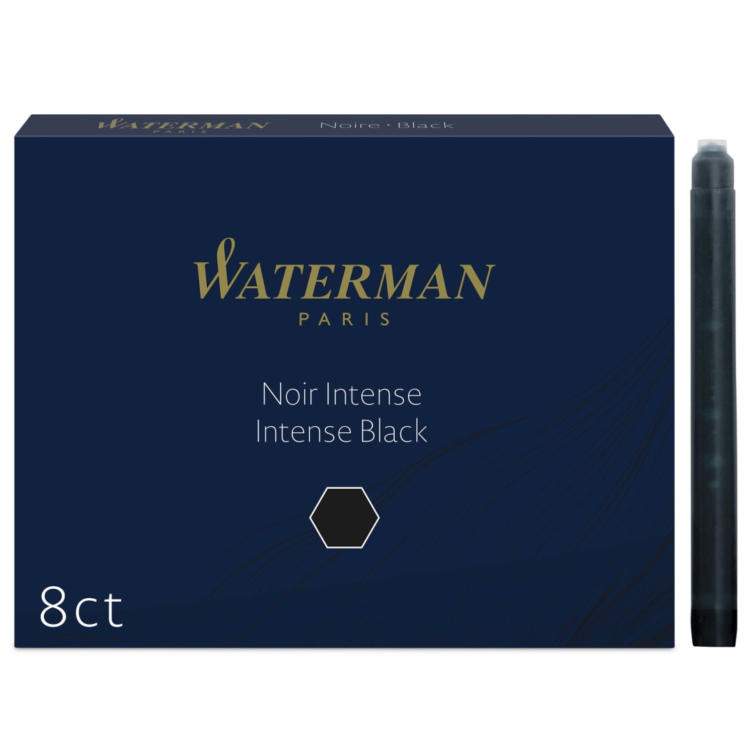 Waterman cartuchos de tinta para plumas estilográficas | largos | negro intenso | paquete de 8