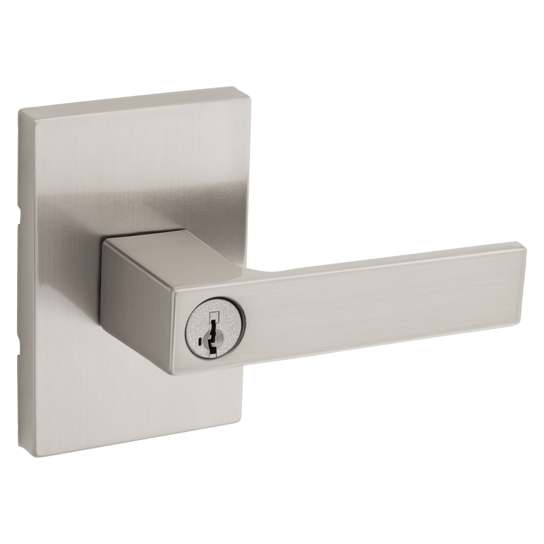Singapore Keyed Entry Lever featuring SmartKey Security™ in Satin Nickel