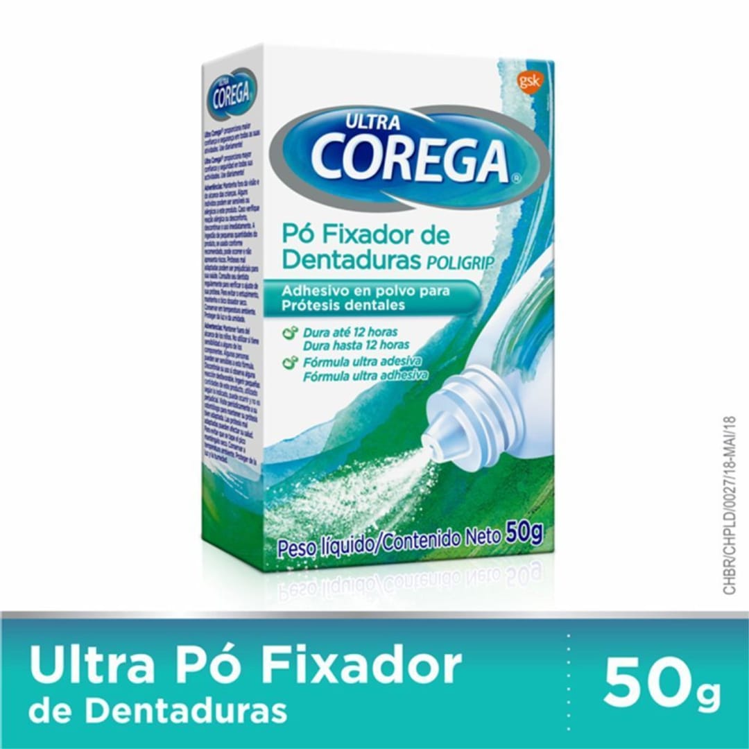 Ultra Corega Pó Fixador de Dentadura com Fixação o dia todo 50g
