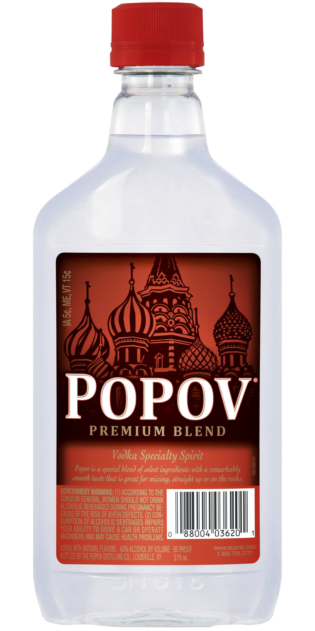 Popov Vodka 375ml 80 Proof