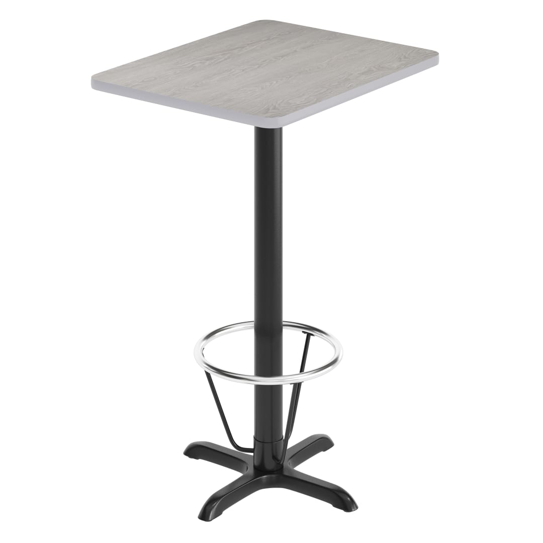 Stiles 24'' x 30'' Gray Rectangular Laminate Table Top with Black 22 x 22 "X" Style Bar Height Base with Footring