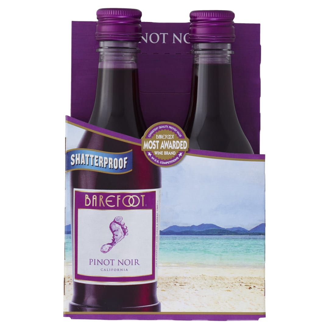 Barefoot Cellars Pinot Noir Red Wine 4 Single Serve 187ml Bottles