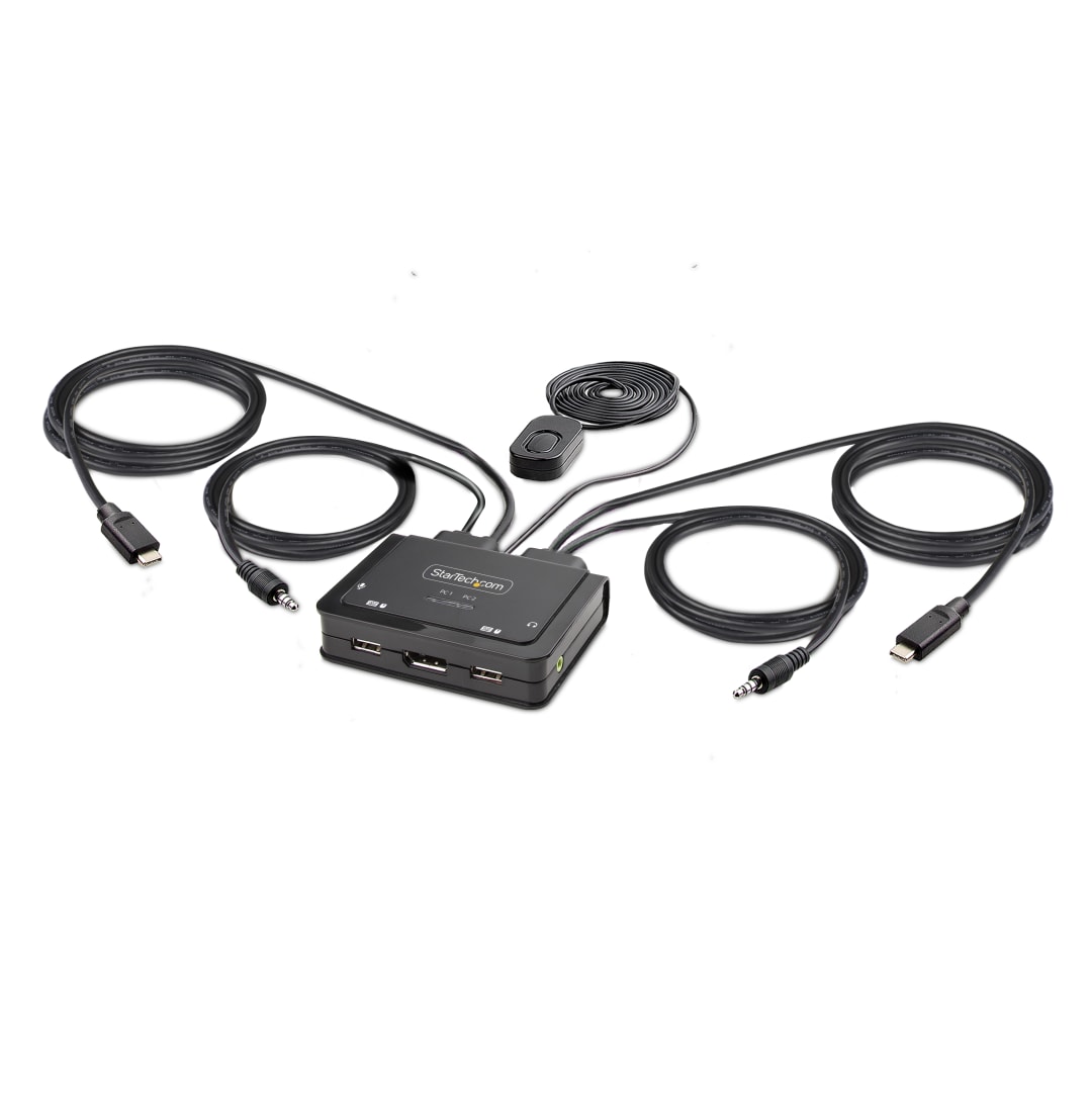 2 Port DisplayPort 4K 60Hz Cable KVM Switch w  two USB C Por