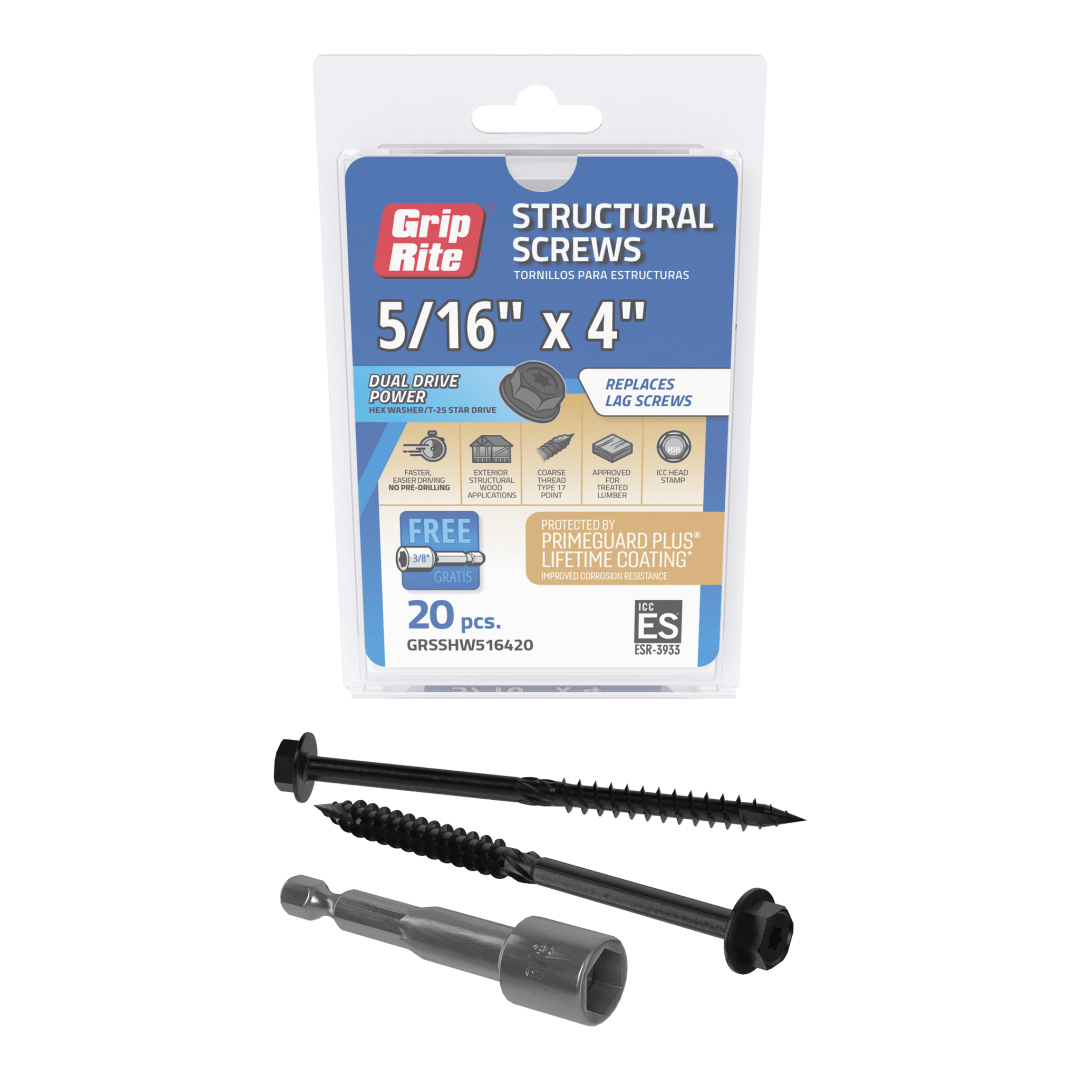 Grip-Rite 5/16 X 4" Gr Structural Scw Hw 20Pc Hand Drive Structural Screws