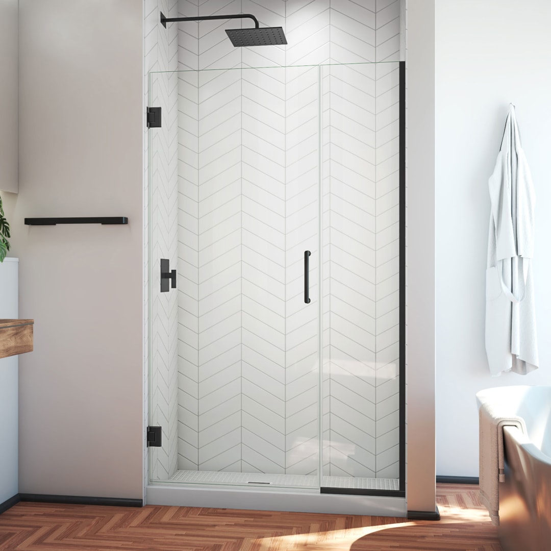 DreamLine Unidoor Plus 37 1/2 - 38 inch W x 72 inch H Frameless Hinged Shower Door in Matte Black
