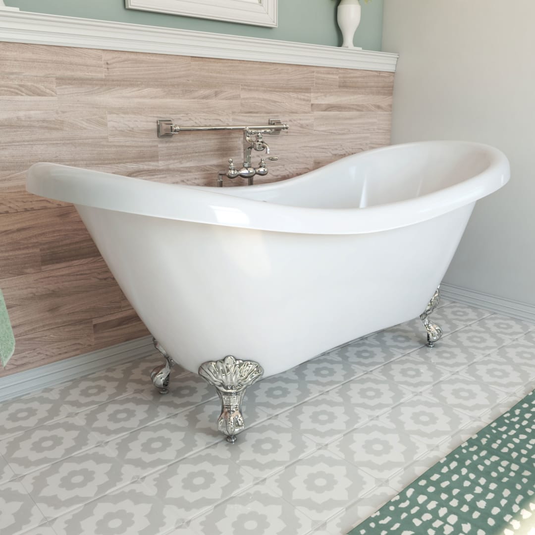 DreamLine Chesapeake 69 inch L x 31 inch H Acrylic Clawfoot Bathtub with Chrome Finish