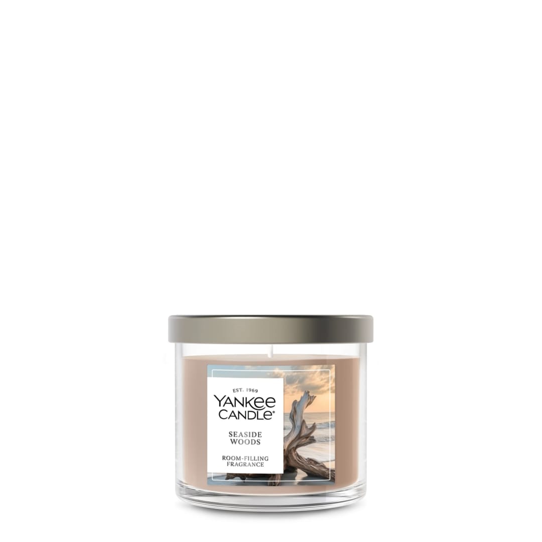 Yankee Candle® Small Tumbler Scented Candle with up to 40 Hour Burn Time, Premium Plant Wax Blend for Consistent Burn, 4.3 oz Tumbler Candle with Room Filling Fragrance, Seaside Woods